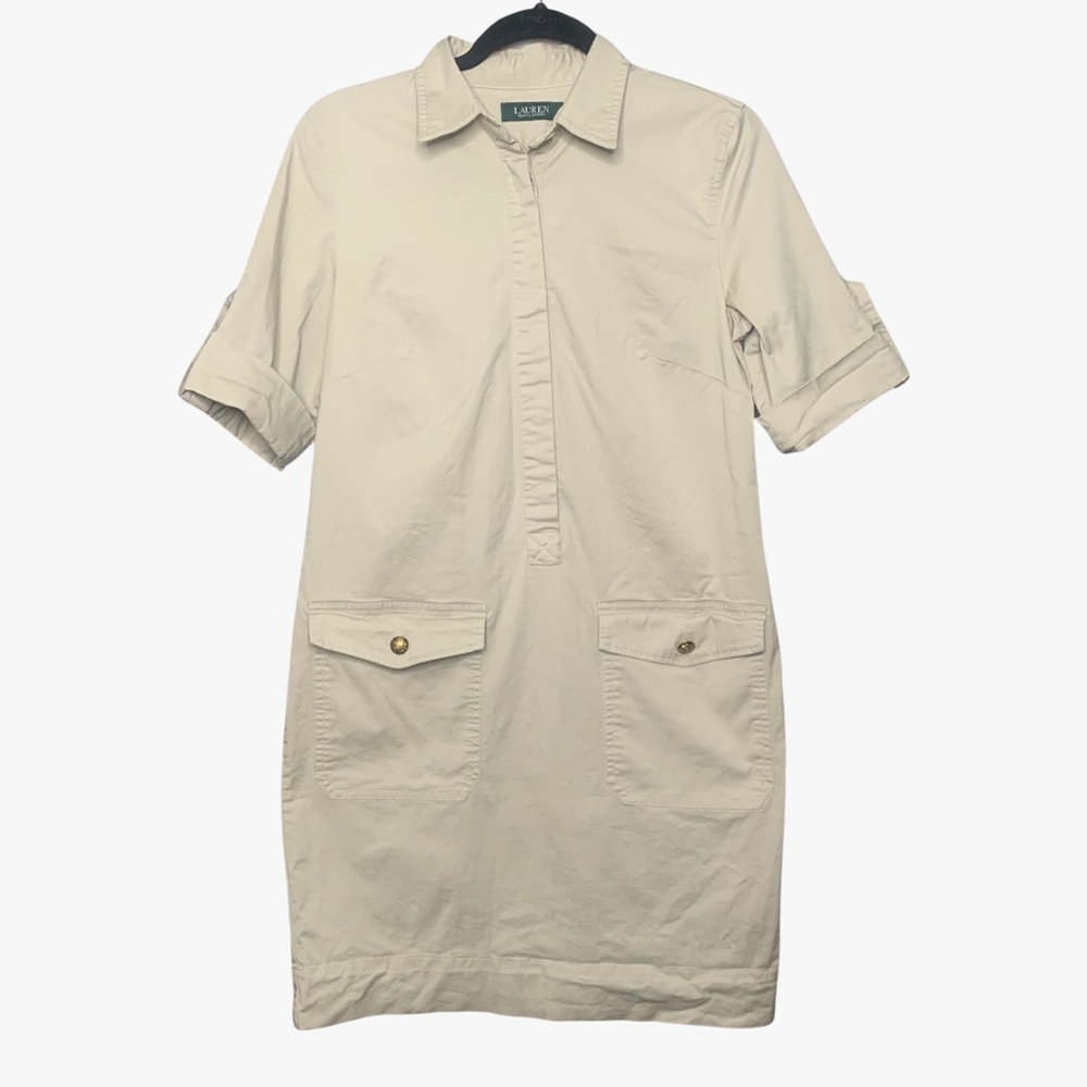 Lauren Ralph Lauren Tan Khaki Safari Cargo Pocket Dress Women’s Sz S